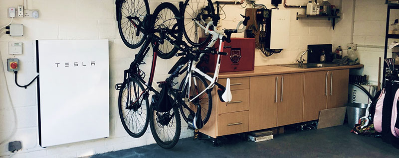 photo of Tesla Powerwall set-up in garage